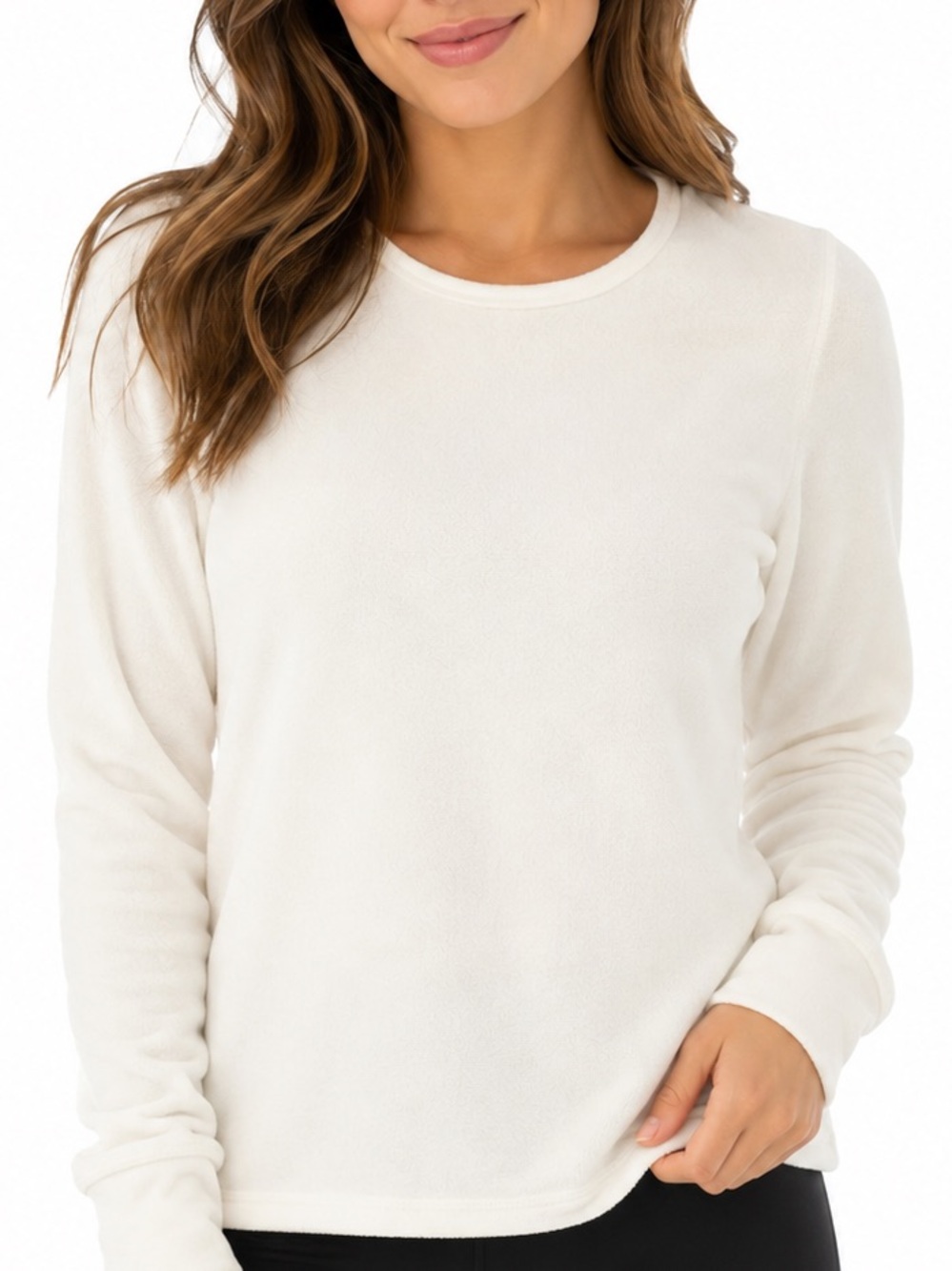 ClimateRight by Cuddl Duds Women’s Stretch Fleece Pullover Top White Size M NWT